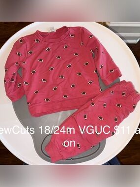 Crewcuts Red Football Print Matching Sweat Set